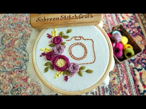 Floral Camera Embroidery 🌸📸 | Hand Embroidery Art Tutorial | Sabreen Stitch Craft