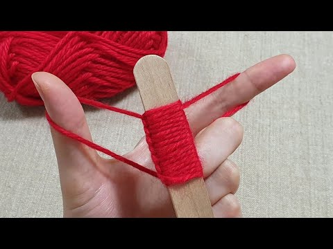 Super Easy Woolen Flower Making Ideas with Stick - Hand Embroidery Amazing Trick - DIY Woolen Flower