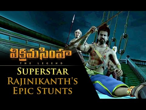 Superstar Rajinikanth's epic stunts - Vikramasimha - The Legend