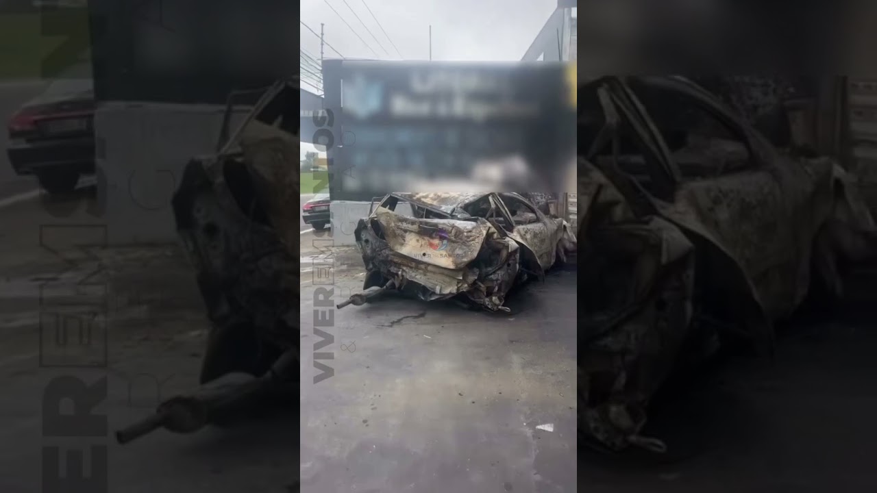 Ciclista morre carbonizado após atropelamento e incêndio em veículo na Praia Grande.