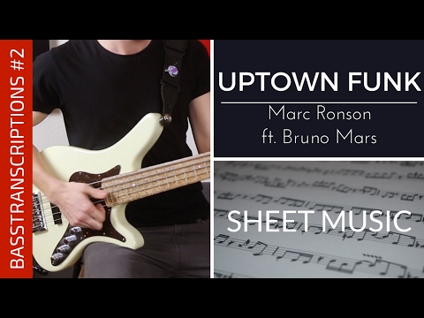 Uptown Funk - Mark Ronson ft. Bruno Mars (Bass Cover with Sheet Music) | BASSTRANSCRIPTIONS #2