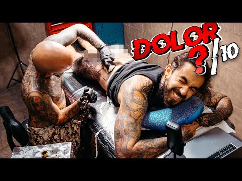 TATUAJE de 2 NALGAS + ESPALDA baja en UNA SESIÓN 🥵