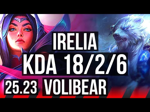IRELIA vs VOLIBEAR (TOP) | 11 solo kills, 18/2/6, Legendary, 40k DMG | EUW Challenger | 25.23