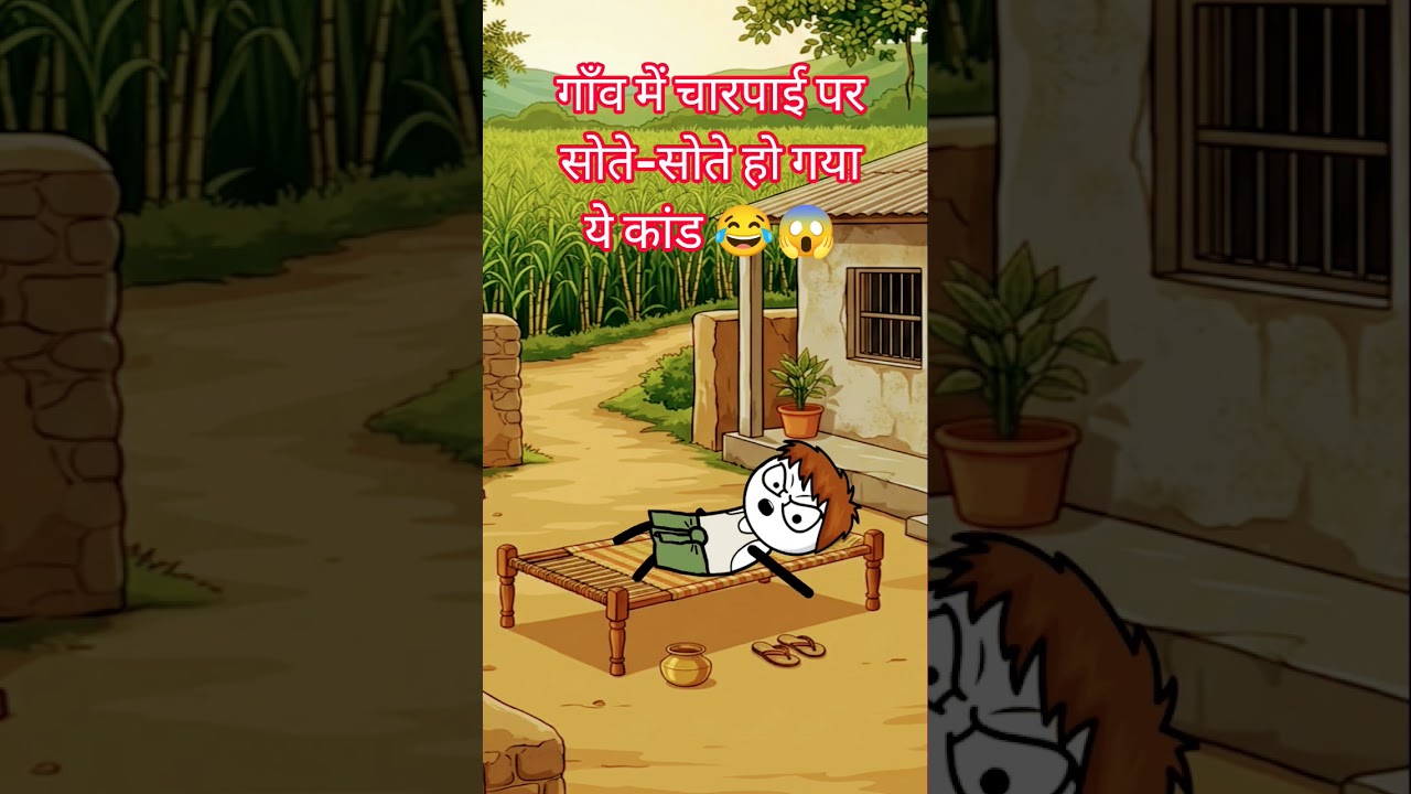 गाँव में चारपाई पर सोते-सोते हो गया ये कांड 😂😱 | Funny Village Animation #shorts