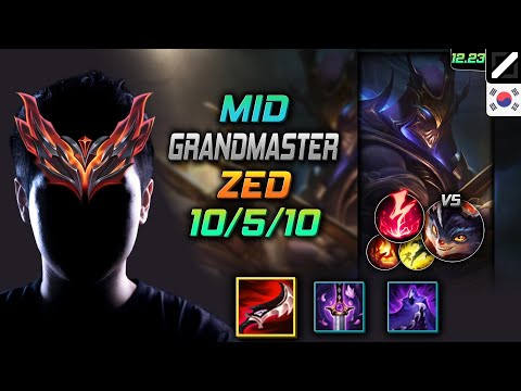 GrandMaster Mid Zed Build Duskblade of Draktharr Electrocute - Zed Mid vs Rumble - LOL KR 12.23