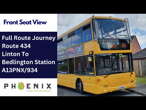 Full Route Journey | Phoenix Coaches Route 434 - Linton To Bedlington Station | A13PNX/934