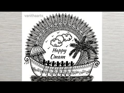 Onam mandala art How to draw Mandala for Beginners Onam drawing stepbystep doodle art