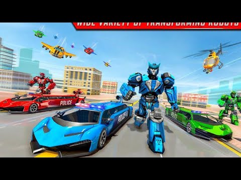 Flying Limo Robot Car Transform: Police Robot Game Happy Family Studio Gameplay