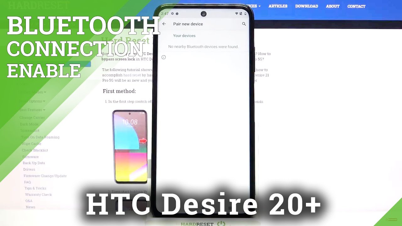 How to Manage Bluetooth Connection Settings – HTC Desire 21 Pro
