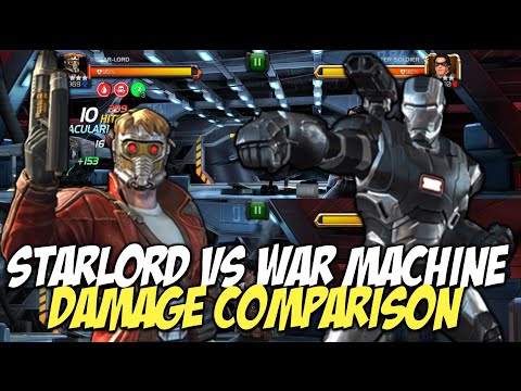 Starlord Vs War Machine Damage Comparison | Marvel Contest Of Champions
