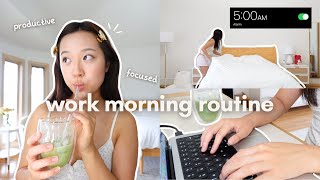work morning routine | grwm, realistic routine, workout, what i eat