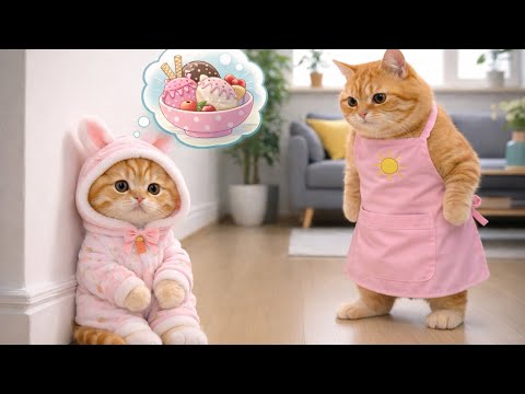 "Mama Cat Steals Ginger Kitten’s Ice Cream! 😹🍦 What Happens Next Will Melt Your Heart!"