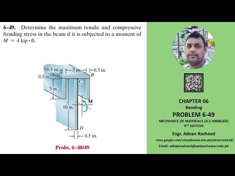 6-49 Determine maximum tensile and compressive bending stress | Mech of Materials Rc Hibbeler