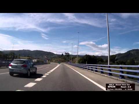 0207 SPAIN Trip from COLUNGA to GIJON Street View Car 2014