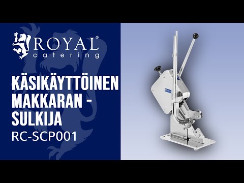 video - Käsikäyttöinen makkaransulkija - rauta (kromattu) / ruostumaton teräs - Royal Catering