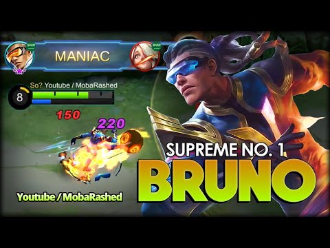 MANIAC!! Soccer Boy Insane Damage! Youtube / MobaRashed Supreme No. 1 Bruno - MLBB