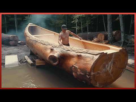 Man Turns Massive Log into Amazing CANOE | Start to Finish Build by @OutbackMike