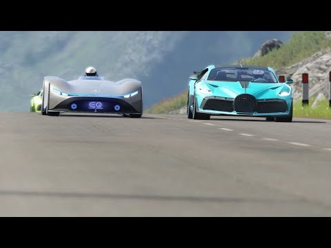 Mercedes-Benz Vision EQ Silver Arrow Concept vs Bugatti Divo at Highlands