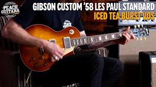 Video thumbnail for Gibson Custom 1958 Les Paul Standard Reissue VOS Iced Tea Burst by The Peach Boutique