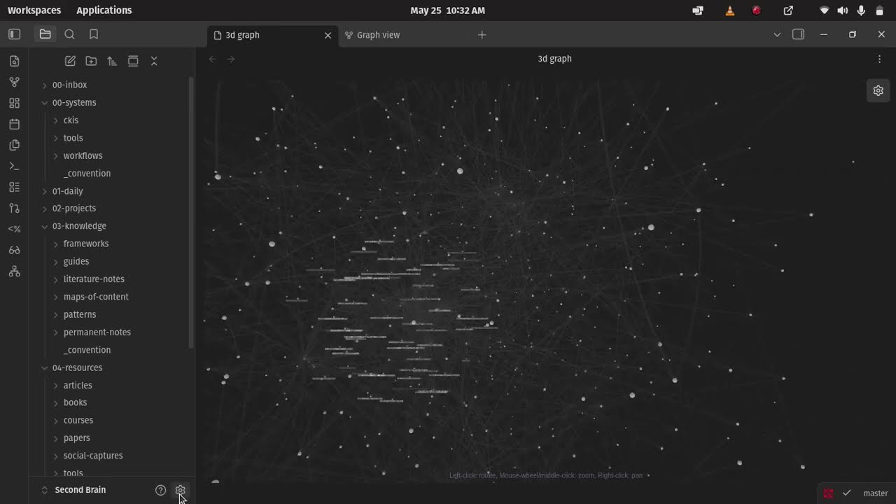 CKIS demo — 3D graph view, cross-project connections, and plugin install