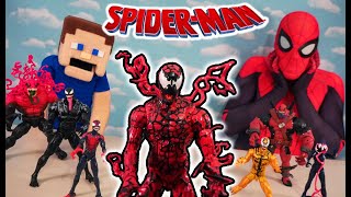 SPIDERMAN Maximum Venom &amp; Carnage Marvel Legends SUPER HERO Complete Set &amp; TOXIN! Toys Unboxing