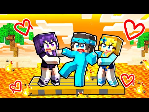 Locked on a LAVA One Raft With CRAZY SISTERS in Minecraft!