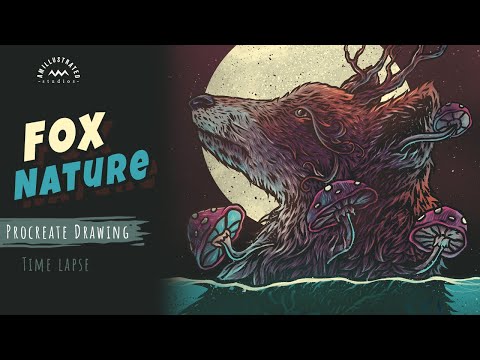 Procreate time lapse Fox Nature | Procreate Drawing on iPad Pro | procreate illustration tutorial
