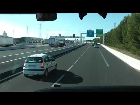 driver view A709/A9 Autoroute south from exit 29 (D66) to exit 33 (D600) in France