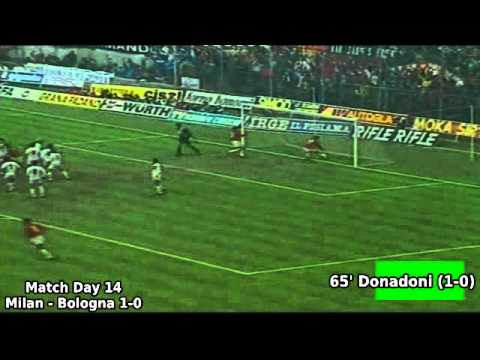 Serie A 1989-1990, day 14: Milan - Bologna 1-0 (Donadoni goal)