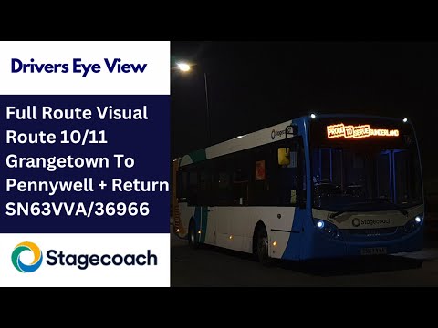 DEV: FULL ROUTE VISUAL | Stagecoach NE Bus Route 10/11 - Grangetown To Pennywell | SN63VVA/36966