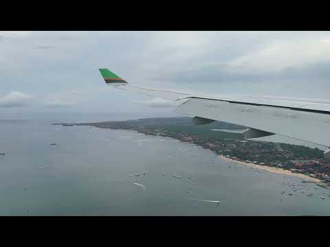 Landing at Bali International Airport Denpasar (Indonesia) on EVA Air Airbus A330-300