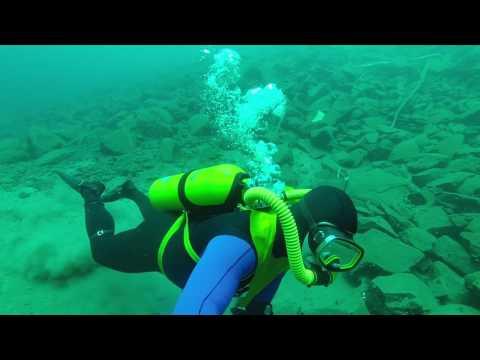 Diving at Fortune Pond Michigan with Mistral US Divers double hose.