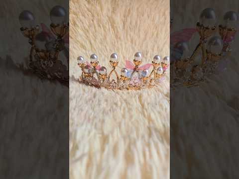 Crystal butterfly crown pearl princess crown headband