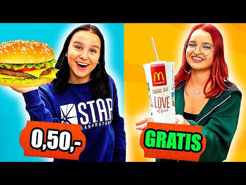 1 TAG lang nur GÜNSTIGES  ESSEN ! 😱🍔 ( kostenlose Produkte ) - Celina