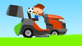 Um cortador de grama. Doutora McWheelie. Animação infantil.