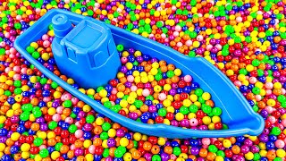 3 Minutes Satisfying ASMR with Mixing Beautiful Beads in Magical Boat with Rainbow Slime Video