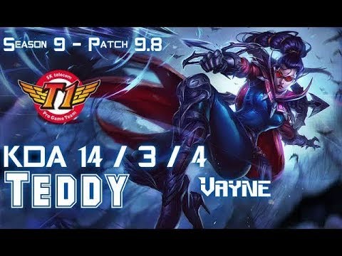 SKT T1 Teddy VAYNE vs EZREAL ADC - Patch 9.8 KR Ranked
