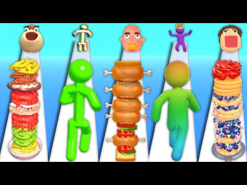 Noodle Run, Tall Man Run, Sandwich Runner, Giant Rush, Pancake Run - Gameplay TOP GAMES JKF539Y