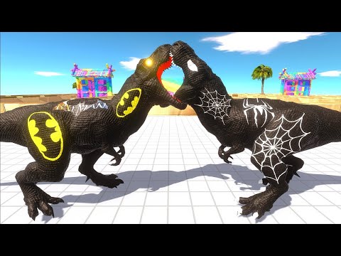 BATMAN T REX vs SPIDERMAN T REX DEATH RUN - Jurassic World Evolution 2