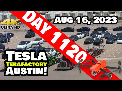 MEGA MODEL Ys SHIPPING TODAY! - Tesla Gigafactory Austin 4K  Day 1120 - 8/16/23 - Tesla Terafactory
