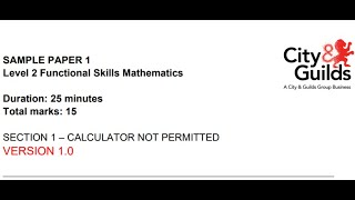 Functional Skills Maths L2 Sample Paper 1 City & Guilds (Complete)