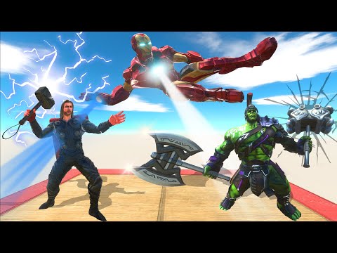 the Avengers superheroes fight to be first - Animal Revolt Battle Simulator