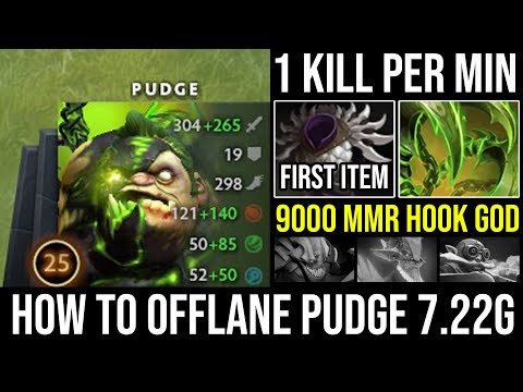 How to Offlane Pudge Like a 9000 MMR God - First Item Blade Mail & 1Kill Per Min with 99% Hook DotA2