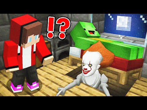 SCARY PENNIWYSE Drags JJ and Mikey UNDER BED - Minecraft
