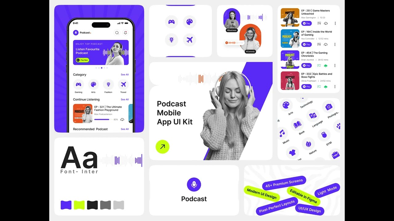 Podcast App UI UX Design | Podcast App Figma UI Design | App UI Design | Mobile App Figma UI Design