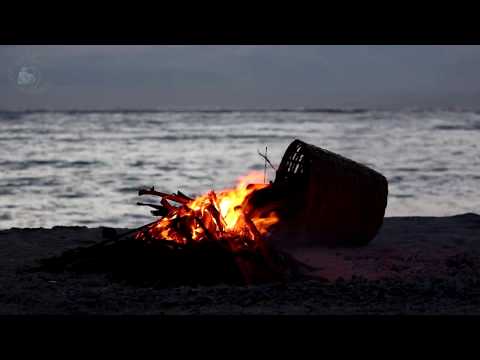🔥 Campfire, Bonfire on the Beach with the Sound of Relaxing Ocean Waves & Crackling Burning Firewood