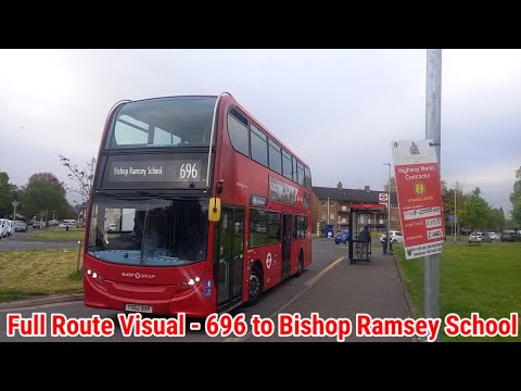 Vollständige Routendarstellung | Londoner Buslinie 696 – Hayes, Brne Ave nach Bishop Ramsey Sch |...
