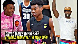 Bryce James Gets LEBRON &amp; BRONNY OUT THEIR SEAT w/ The MEAN EURO Past The Defender!! SFG 15U Squad!