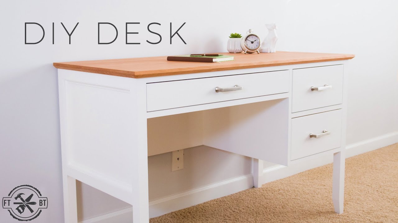How to Build a Custom DIY Desk With Drawers, Tapered Legs, and a Cherry Hardwood Top