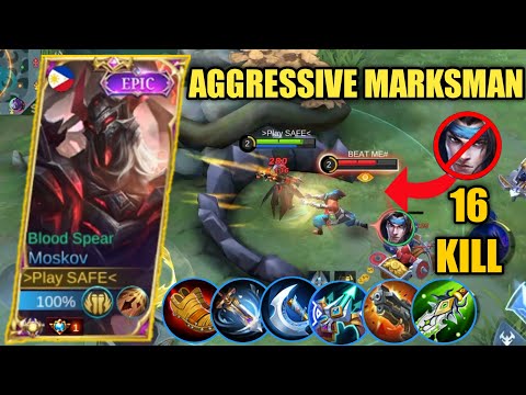 AGGRESSIVE GOLDLANER MOSKOV!! PERFECT ROTATION AND GANK - BUILD TOP GLOBAL MOSKOV ~ MLBB